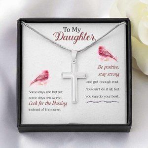 To My Daughter Blessing Stay Strong Cross Necklace